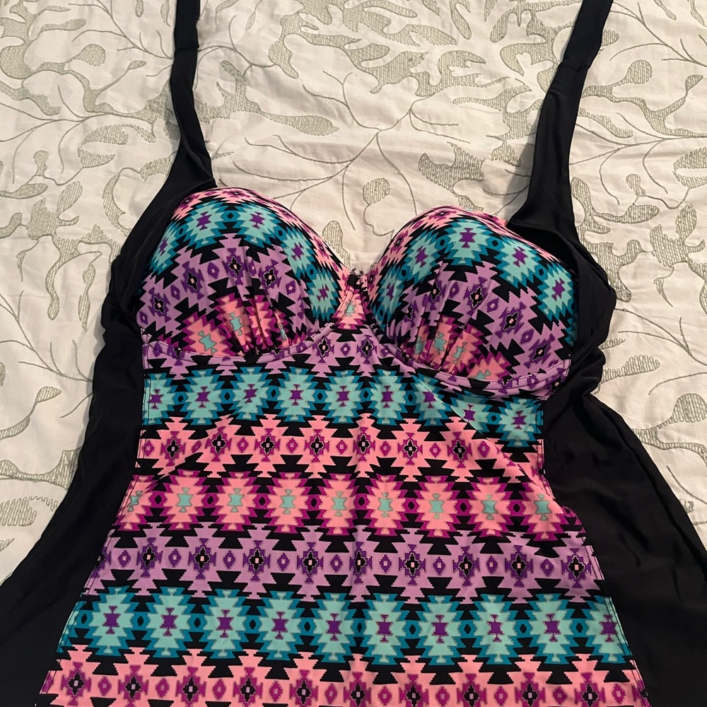 Aztec print tankini.